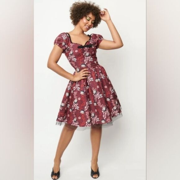 Betry Boop unique vintage  Burgundy Babydoll Heart Dress size 1X/16 - Picture 1 of 8